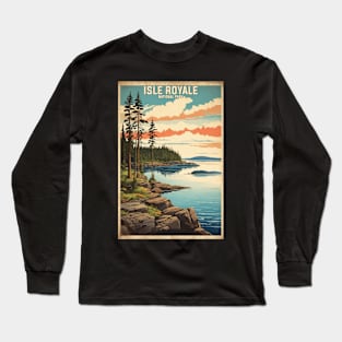 Isle Royale National Park Michigan USA Vintage Travel Retro Long Sleeve T-Shirt